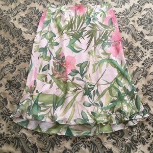 Tropical Print Silk Skirt